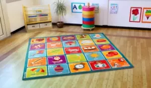 Childrens Square Alphabet Classroom Carpet