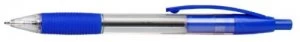 Value Retractable Ball Pen Rubber Grip 0.7mm Blue (PK10)
