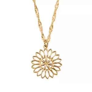 ChloBo Gold Plated Twisted Rope Chain Flower Mandala Necklace