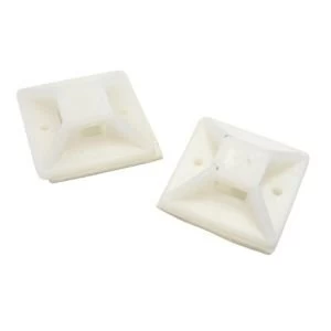 BQ White 25mm Self Adhesive Cable Mounts Pack of 20