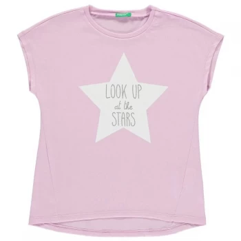 Benetton Star Print T Shirt - Lilac 00L