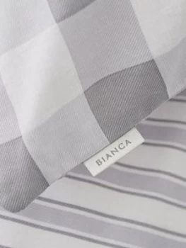 Bianca Cottonsoft Bianca Grey Stripe Fitted Sheet, Grey, Size Single