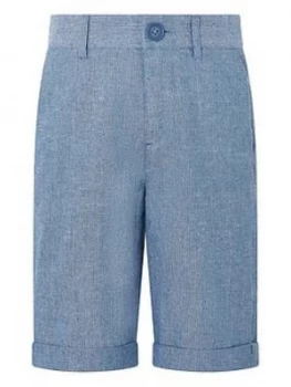 Boys, Monsoon Nathan Chambray Linen Short - Blue, Size 10 Years