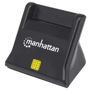 Manhattan USB-A Smart/SIM Card Reader 480 Mbps (USB 2.0) Desktop Standing Friction Type compatible Hi-Speed USB Cable 86cm Black Three Year Warranty B