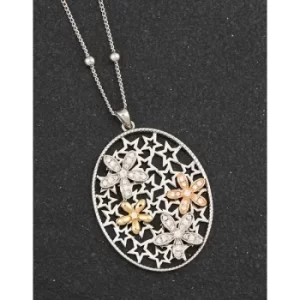 3 Tone Stars/Flowers Long Necklace