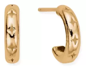 ChloBo GEH3323 Cut Out North Star Huggie Hoop Earrings Gold Jewellery