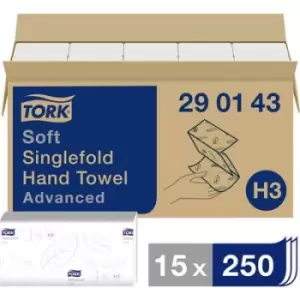 TORK 290143 Paper towels (L x W) 23cm x 22.60cm White 15 x 250 sheets/pack 3750 pc(s)