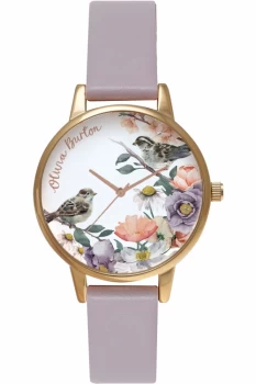 Ladies Olivia Burton English Garden Grey Lilac & Rose Gold Watch OB16ER13
