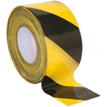 Sealey Hazard Warning Barrier Tape Black / Yellow 48mm 50m