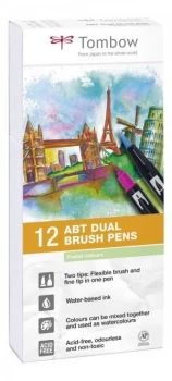 Tombow ABT Dual Brush Pen 2 tips Pastel Colours PK12