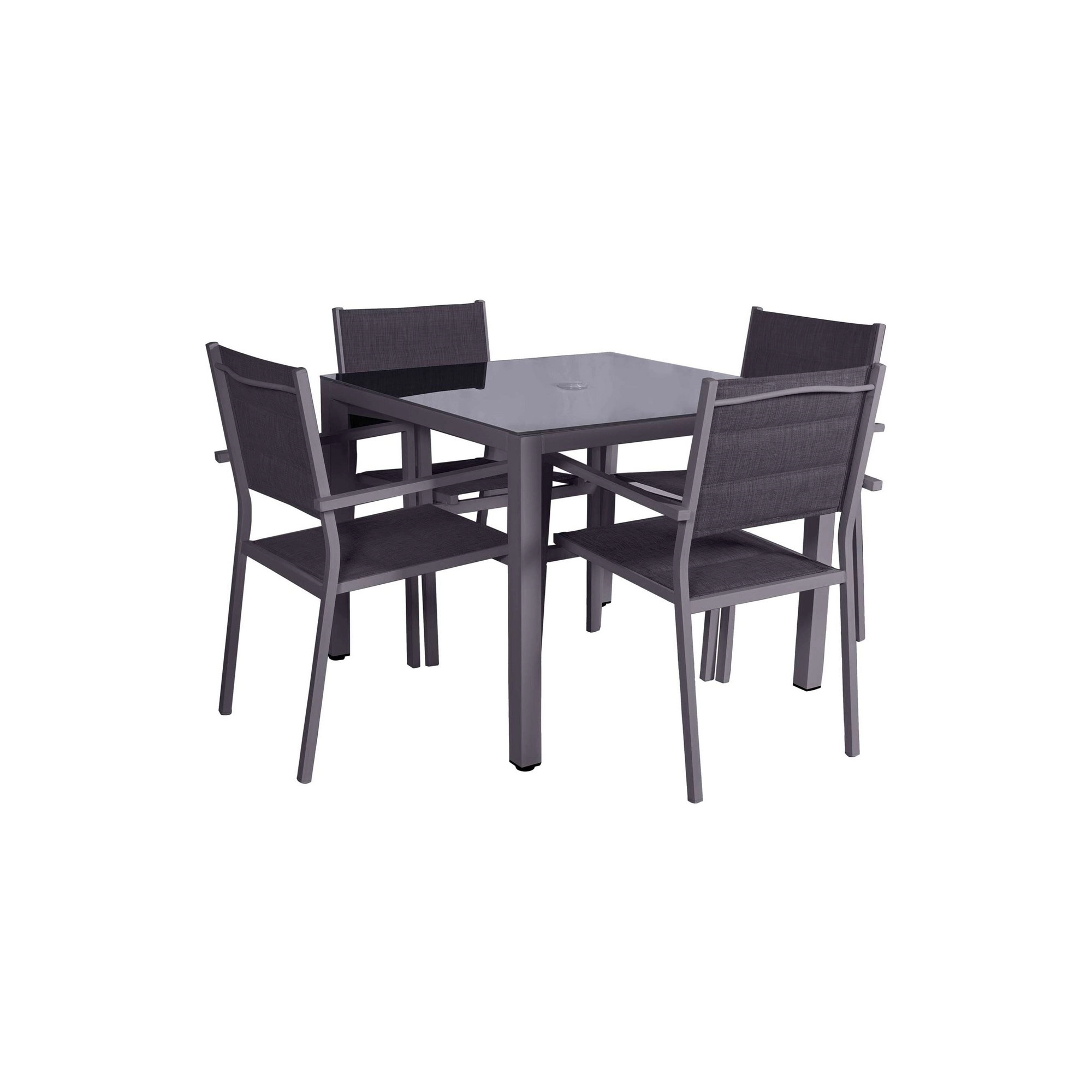 Amir Royalcraft Sorrento 4 Seater Dining Set Black Aluminium / Textylene - wilko