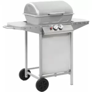 Gas bbq Grill with 2 Cooking Zones Silver Stainless Steel Vidaxl Silver