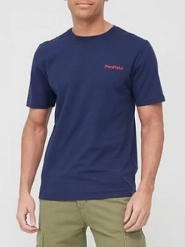 Penfield Stay Chest & Back Logo T-Shirt - Navy, Size L, Men