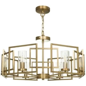 Bowi Cylindrical Ceiling Pendant Lamp Gold, 6 Light, E14