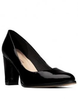 Clarks Kaylin Cara Heeled Shoes - Black Patent, Size 3, Women