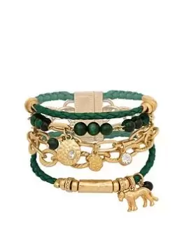 Bibi Bijoux Green 'Lioness Spirit' Layered Bracelet, Green, Women