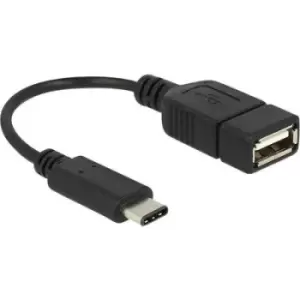 Delock USB cable USB 2.0 USB-C plug, USB-A socket 0.15 m Black 65579