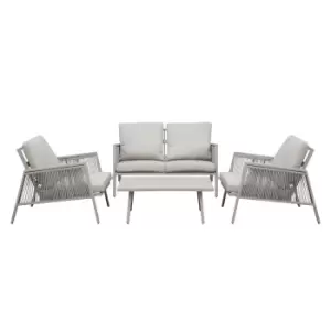 Dellonda Fusion Aluminium 4pc Outdoor Sofa, Arm Chairs & Coffee Table Set DG56