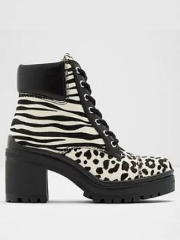 Aldo Brania Animal Ankle Boots - White/Black
