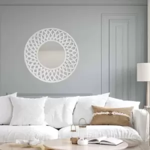 Nielsen Fiora Decorative Embossed Wall Mirror, White, 60cm