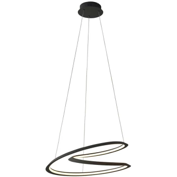 Endon Collection Lighting - Endon Staten Contemporary Designer Look LED Pendant Light Swirl Textured Black Finish