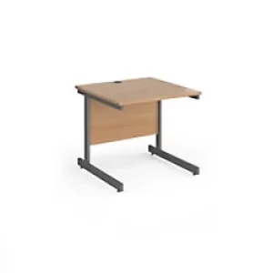 Rectangular Straight Desk with Beech Coloured MFC Top and Graphite Frame Cantilever Legs Contract 25 800 x 800 x 725mm