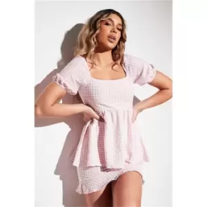 I Saw It First Baby Pink Gingham Puff Sleeve Top - Pink
