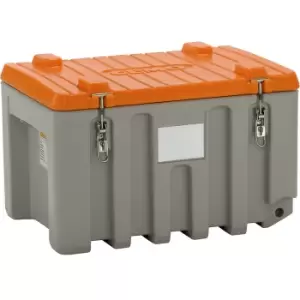 CEMO Universal box made of polyethylene, capacity 150 l, max. load 100 kg, grey / orange