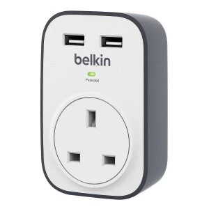 Belkin BSV103AF 1-Outlet Surge Protected Plug/Adaptor with 2 USB Charging Ports