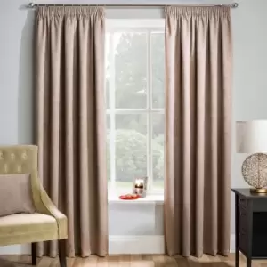 Enhancedliving - Enhanced Living Matrix Embossed Textured Thermal Blockout Pencil Pleat Curtains, Latte, 46 x 72 Inch