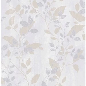 Boutique Vermeil Leaf Grey Decorative Wallpaper - 10m