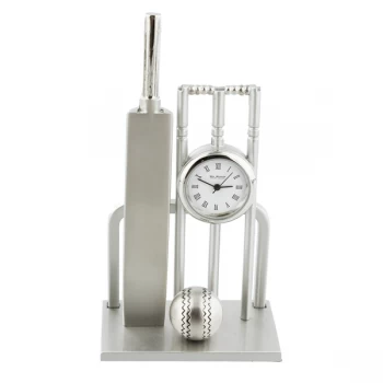 WILLIAM WIDDOP Miniature Clock Cricket Set Brushed Silver