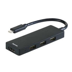 Hama USB-Type-C Hub 1: 3, USB-A 2.0 HDMI Bus Powered Multi USB Port