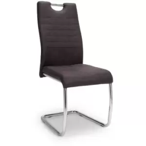 Modern Dark Grey Suede Set Of Dining Room Chairs Chrome Frame Padded - Dark Grey - Fwstyle
