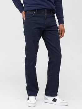 Wrangler Texas Straight Fit Jeans - Blue/Black Wash, Blue/Black, Size 32, Inside Leg Long, Men