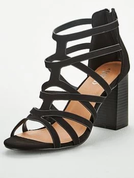 Wallis Cage Upper Block Heel Sandals - Black, Size 8, Women