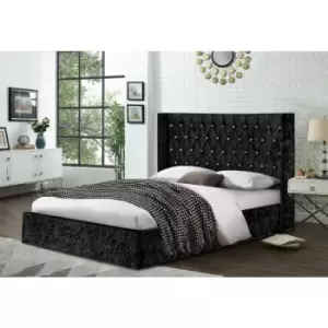 Eniya Upholstered Beds - Crush Velvet, Small Double Size Frame, Black - Black
