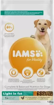 IAMS for Vitality Adult Dog Light in Fat - Chicken - Economy Pack: 2 x 12kg