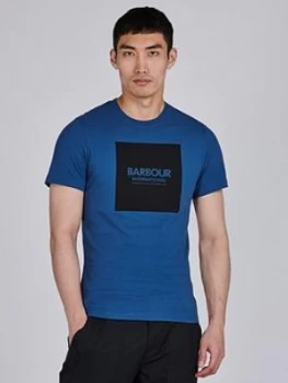 Barbour International Block Logo T-Shirt, Mid Blue, Size 2XL, Men