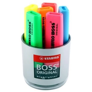 STABILO BOSS Original 2 5mm Chisel Tip Highlighter Assorted Colours Deskset of 6