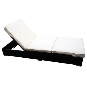 Charles Bentley Rattan-Effect Sun Lounger with Cream Cushions