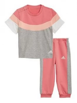 Adidas Girls Infant Summer Jog Set - Pink/Grey