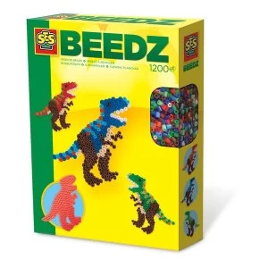 SES Creative - Childrens Beedz T-Rex Iron-on Beads Mosaic Set 1200 Iron-on Beads (Multi-colour)