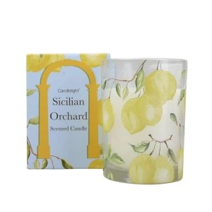 Sicilian Orchard Wax Filled Pot Candle in Gift Box Basil and Wild Lemon Scent