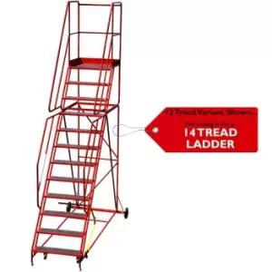 14 Tread HEAVY DUTY Mobile Warehouse Stairs Anti Slip Steps 4.15m Safety Ladder