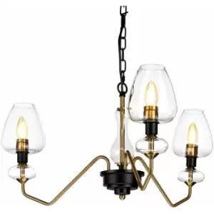 3 Bulb Pendant Light Fitting Aged Brass Finish Charcoal Black Paint LED E14 40W