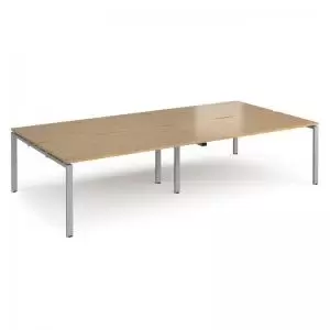 Adapt double back to back desks 3200mm x 1600mm - silver frame and oak