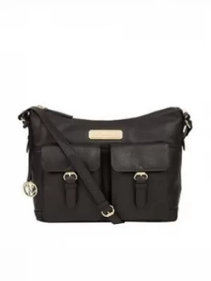 Pure Luxuries London Black 'Jenna' Leather Shoulder Bag