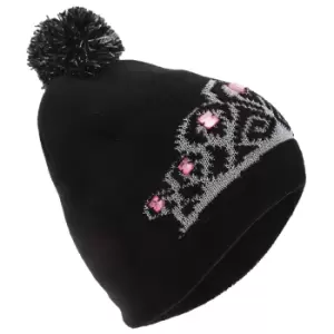 FLOSO Womens/Ladies Tiara Pattern Winter Beanie Bobble Hat (One Size) (Black)