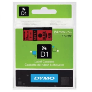Dymo 53717 Black on Red Label Tape 24mm x 7m